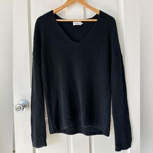 THE RESET R LABEL Sweater V-Neck Wool Cashmere Black Ribbed Size M